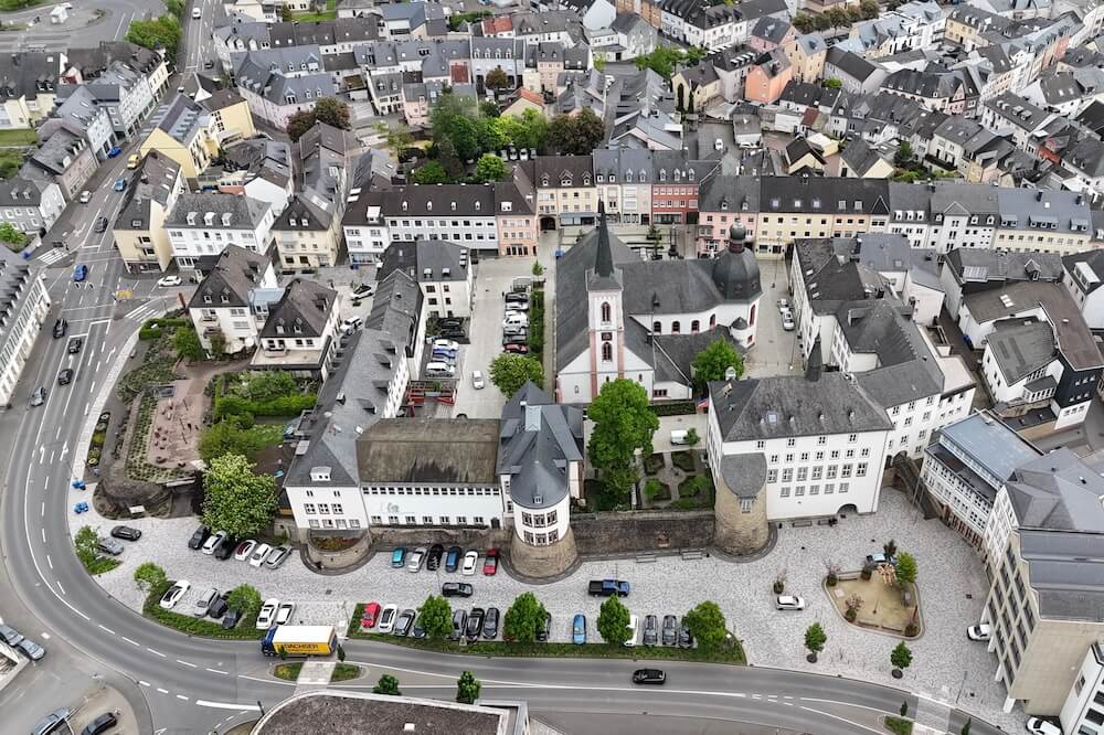 Bitburg's city centre from above