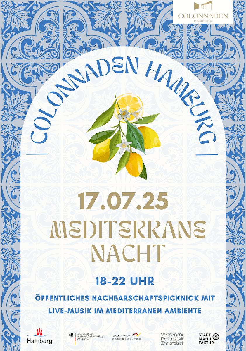 Flyer für die Mediterrane Nacht in den Colonnaden Hamburg
