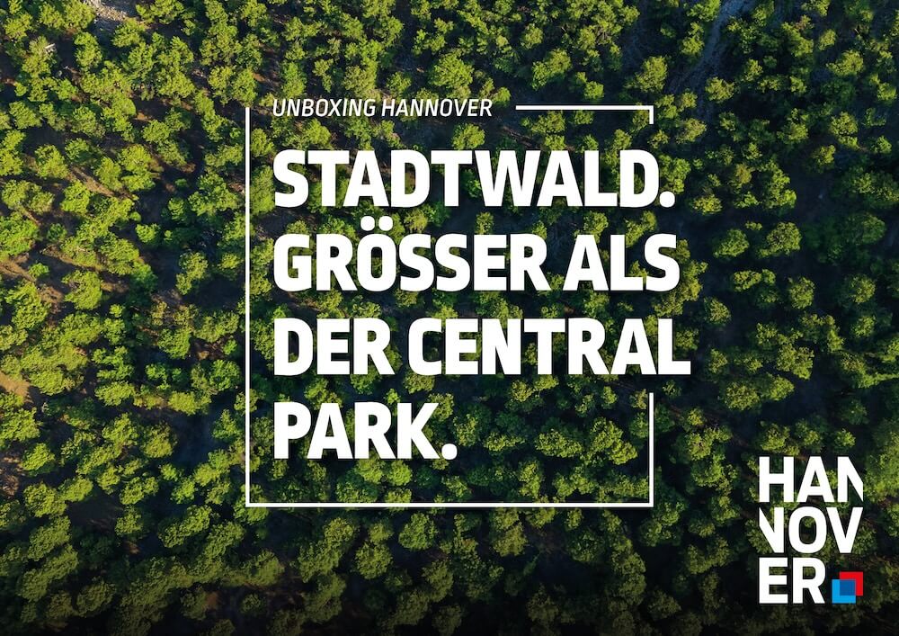 Motiv der Leitkampagne Unboxing Hannover: Stadtwald. Größer als der Central Park.